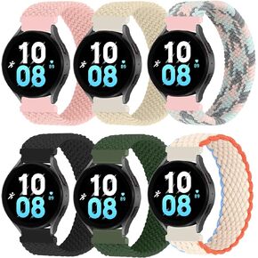 6 Pack Braided 20mm Bands Compatible with Samsung Galaxy 5 Pro 4 Classic Active 2 46mm 45mm 44mm 42mm 40mm Watch