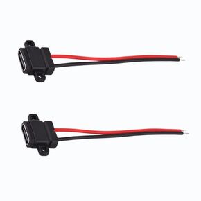 4PCS Type-C Female Chassis Waterproof 2P Solder Wire Type USB C Pigtail Cable Extension Power Cable USB-C Plug t