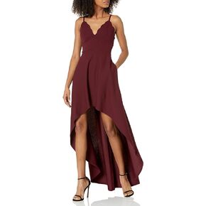 Speechless Women's Scalloped V-Neck High Low Dress