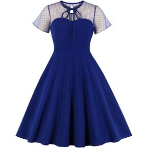Women's Vintage 1950s Cocktail Party Polka Dots Prom Audrey Tea Dress Retro Swing Hepburn Party Gown