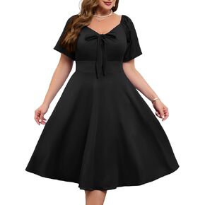 Women Plus Size Cocktail Dresses Tie Front Adjustable Strap, Satin Midi Prom Party Wedding Guest Formal Dress