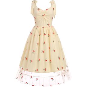 1950s Dresses for Women Vintage Off-Shoulder Neckline Puff Sleeve Hepburn Style Cocktail Rockabilly Swing Dress