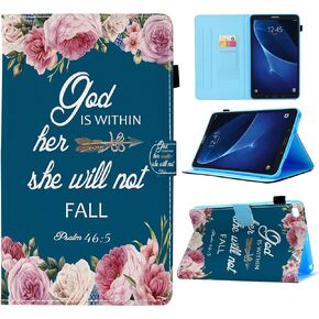 Case for Galaxy Tab A 8.0 2019 Case,Bible Verse Psalm 46:5 Flower Wallet PU Leather Stand Folio Slim Smart with Auto Sleep/Wake Case Cover for Samsung Tab A Tablet 8.0 Inch 2019 Tablet SM-T290/T295