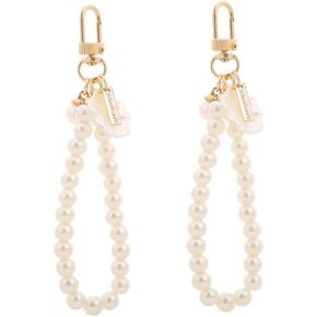 2Pcs White Women's Imitation Pearl Chain Key Chain Backpack Key Pendant Accessories Key Ring Charm Gifts,Shell,Car Keychains Car Accessories
