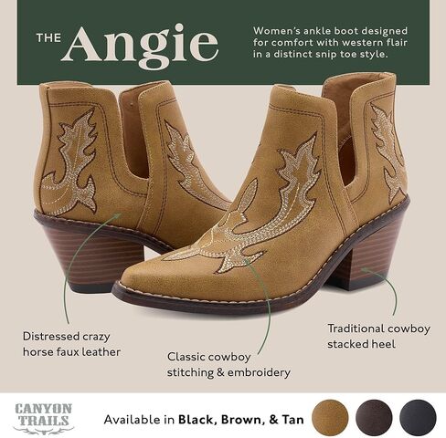 أحذية غربية للنساء - أحذية راعية البقر على طراز الكاحل - أنجي - أحذية رعاة البقر مريحة للنساء والفتيات المراهقات - حذاء راعية البقر للنساء in Kuwait