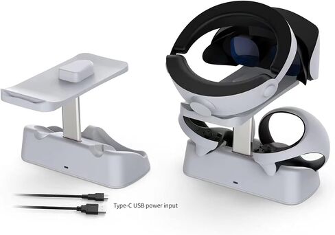 محطة شحن لجهاز PS VR2، ومحطة شحن PSVR 2 مع حامل عرض لسماعات الواقع الافتراضي، ومحطة شحن سريعة مع منفذين قابلين لإعادة الشحن... in Saudi Arabia