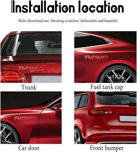 Turbo Car Emblem, 3D Letter Emblem Badge Sticker, 3D Metal Turbo Premium Car Side Fender Rear Trunk Emblem Badge Decals, 3D Metal Turbo Emblem Decoration Stickers Fit for All Cars (Black) in Kuwait