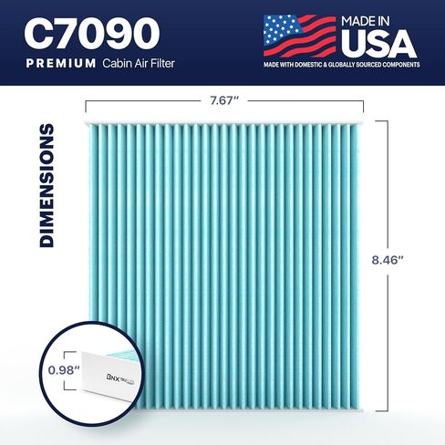 فلتر هواء المقصورة BNX TruFilter C7090، HEPA 99.97%، متوافق مع Select Ram 1500، 1500 Classic، 2500، 3500، 4500،5500 شاحنة، 4 عبوات in Saudi Arabia
