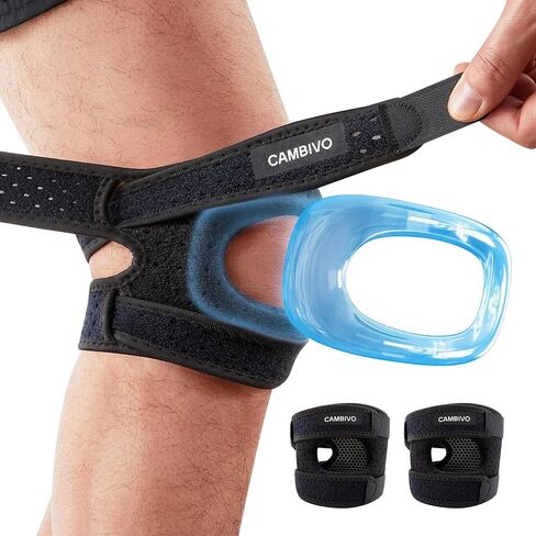 كامبيفو 2 حزمة من دعامات الركبة الرضفة للرجال والنساء، أشرطة دعم وتر الرضفة المزدوجة مع وسادة جل لألم الركبة، والتهاب المفاصل، والتهاب الأوتار، وتمزق الغضروف المفصلي، وPFPS، وITBS. وسادة ركبة قابلة للتعديل، كبيرة in Kuwait