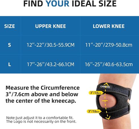 كامبيفو 2 حزمة من دعامات الركبة الرضفة للرجال والنساء، أشرطة دعم وتر الرضفة المزدوجة مع وسادة جل لألم الركبة، والتهاب المفاصل، والتهاب الأوتار، وتمزق الغضروف المفصلي، وPFPS، وITBS. وسادة ركبة قابلة للتعديل، كبيرة in Kuwait