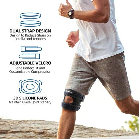 كامبيفو 2 حزمة من دعامات الركبة الرضفة للرجال والنساء، أشرطة دعم وتر الرضفة المزدوجة مع وسادة جل لألم الركبة، والتهاب المفاصل، والتهاب الأوتار، وتمزق الغضروف المفصلي، وPFPS، وITBS. وسادة ركبة قابلة للتعديل، كبيرة in Kuwait