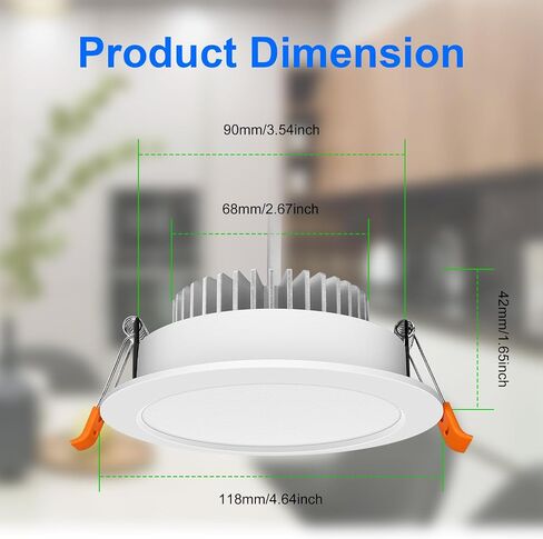 YGS-Tech 4 Inch LED Recessed Lighting Dimmable Downlight, 9W(80W Halogen Equivalent), 2700K Ultra Warm White, CRI80, LED Ceiling Light with LED Driver (4 Pack) in Kuwait