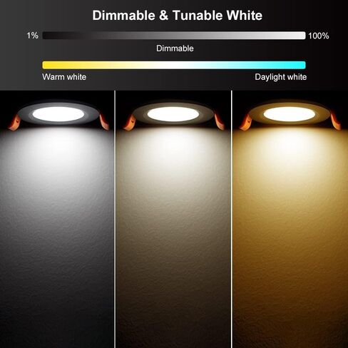YGS-Tech 4 Inch LED Recessed Lighting Dimmable Downlight, 9W(80W Halogen Equivalent), 2700K Ultra Warm White, CRI80, LED Ceiling Light with LED Driver (4 Pack) in Kuwait