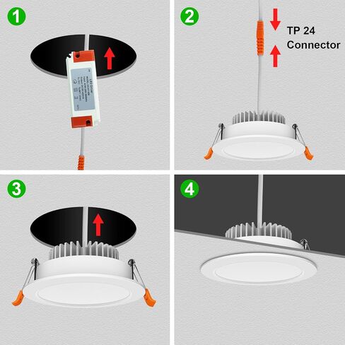 YGS-Tech 4 Inch LED Recessed Lighting Dimmable Downlight, 9W(80W Halogen Equivalent), 2700K Ultra Warm White, CRI80, LED Ceiling Light with LED Driver (4 Pack) in Kuwait