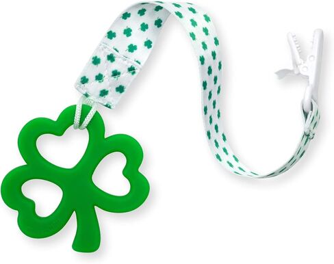 Clover Child Irish Baby Teething Toy - Shamrock Clover Teether & Pacifier Clip- Multi Textured, Soft, BPA Free Silicone in Saudi Arabia