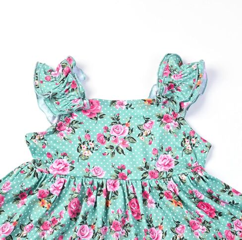 فستان Jxstar للفتيات مُزين بنقشة الزهور بأكمام عالية ومنخفضة للصيف، فساتين شمس متأرجحة متوسطة الطول in Kuwait