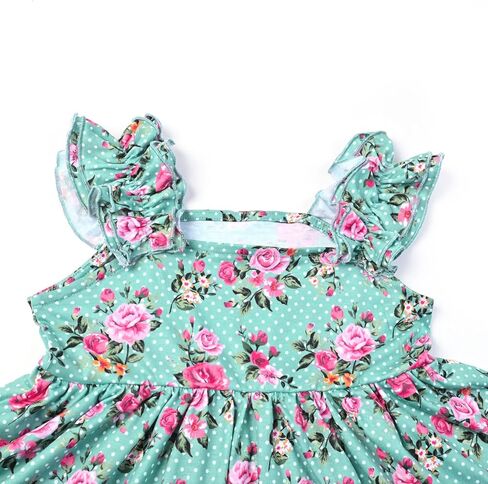 فستان Jxstar للفتيات مُزين بنقشة الزهور بأكمام عالية ومنخفضة للصيف، فساتين شمس متأرجحة متوسطة الطول in Kuwait