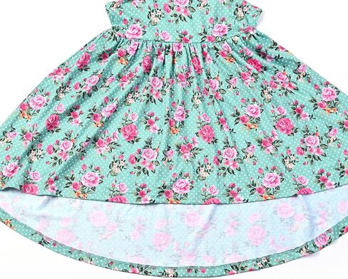 فستان Jxstar للفتيات مُزين بنقشة الزهور بأكمام عالية ومنخفضة للصيف، فساتين شمس متأرجحة متوسطة الطول in Kuwait