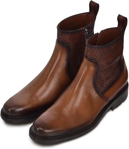 FRANCO CUADRA Men's Dress Booties in Genuine Leather Brown in Saudi Arabia