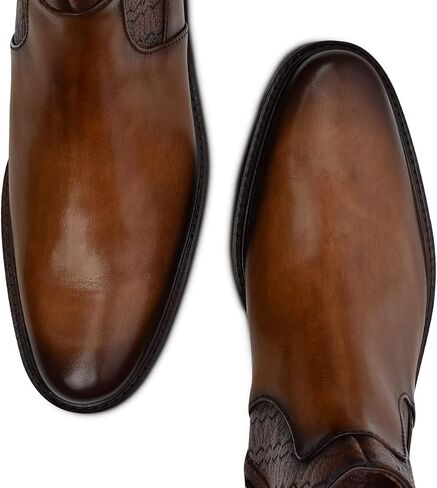 FRANCO CUADRA Men's Dress Booties in Genuine Leather Brown in Saudi Arabia