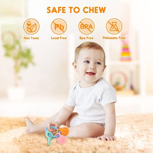 NPET Teether Toys for Baby 0-6/6-12 Months Soft & Easy Grip Silicone Teething Ring Infant Teething Toys Safe to Chew Sore Gums Relief Chocking-Proof Design Baby Gifts Boys Girls 3-6 Months in Saudi Arabia