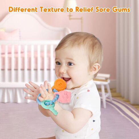 NPET Teether Toys for Baby 0-6/6-12 Months Soft & Easy Grip Silicone Teething Ring Infant Teething Toys Safe to Chew Sore Gums Relief Chocking-Proof Design Baby Gifts Boys Girls 3-6 Months in Saudi Arabia