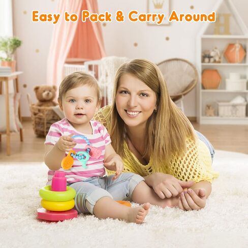 NPET Teether Toys for Baby 0-6/6-12 Months Soft & Easy Grip Silicone Teething Ring Infant Teething Toys Safe to Chew Sore Gums Relief Chocking-Proof Design Baby Gifts Boys Girls 3-6 Months in Saudi Arabia