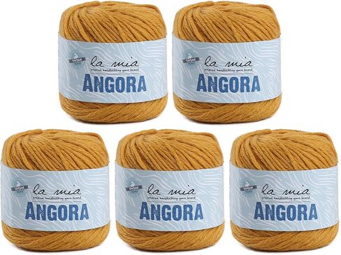 5 Ball La Mia Angora Wool Total 8.8 Oz. Each 1.76 Oz (50g) / 136 Yrds (125m), 15% Angora, Light-Dk Premium Yarns, Blue - L129 in Saudi Arabia