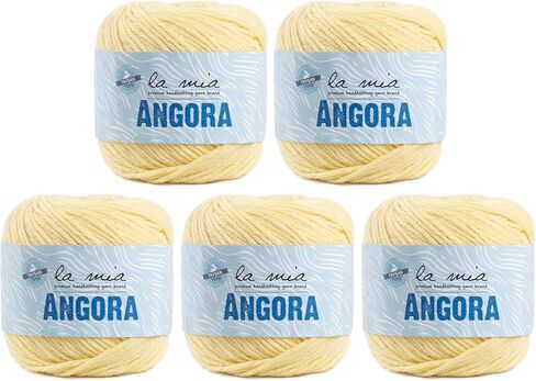 5 Ball La Mia Angora Wool Total 8.8 Oz. Each 1.76 Oz (50g) / 136 Yrds (125m), 15% Angora, Light-Dk Premium Yarns, Blue - L129 in Saudi Arabia