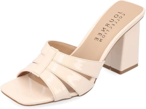 Journee Collection Womens Ellington Block-Heeled Sandal with Open Toe and Slip On Heel in Kuwait