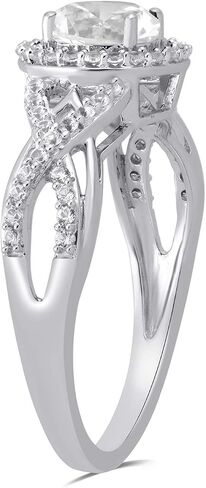 Jewelili Ring Sterling Silver with 6MM Center Stone Round Created White Sapphire, Size 7 in Saudi Arabia