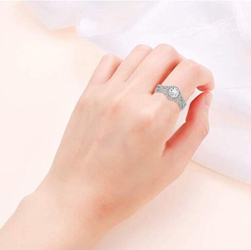 Jewelili Ring Sterling Silver with 6MM Center Stone Round Created White Sapphire, Size 7 in Saudi Arabia
