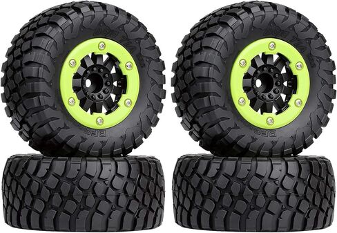 4 قطعة الإطارات المطاطية والبلاستيك Beadlock عجلات الحافات لشاحنة 1/10 RC دورة قصيرة Traxxas سلاش VKAR 10SC HPI RC نموذج قطع غيار السيارات in Kuwait