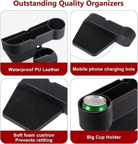1PC Car Main Driver Car Seat Gap Filler Organizer with Cup Holder for Car Seat Gap Filler Multifunctional Automotive Seat Gap Filler Organizer (Black) in Saudi Arabia
