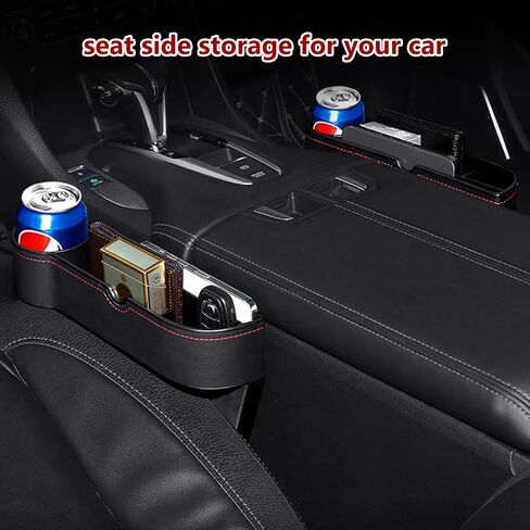 1PC Car Main Driver Car Seat Gap Filler Organizer with Cup Holder for Car Seat Gap Filler Multifunctional Automotive Seat Gap Filler Organizer (Black) in Saudi Arabia