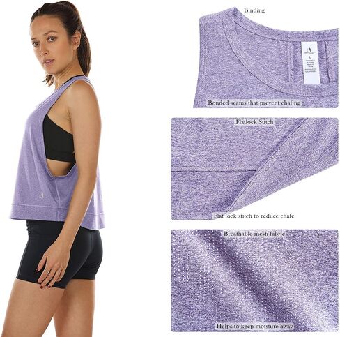 icyzone Cropped Workout Tops for Women, Athletic Yoga Gym Racerback Tank Tops, Running Exercise Shirts in Saudi Arabia