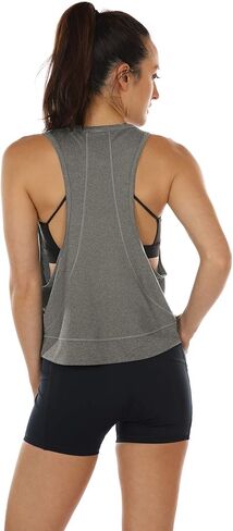 icyzone Cropped Workout Tops for Women, Athletic Yoga Gym Racerback Tank Tops, Running Exercise Shirts in Saudi Arabia