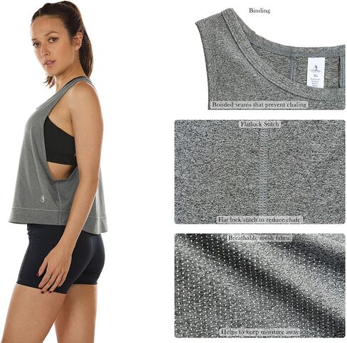 icyzone Cropped Workout Tops for Women, Athletic Yoga Gym Racerback Tank Tops, Running Exercise Shirts in Saudi Arabia