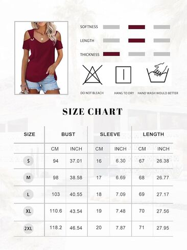 Womens Fashion Cold Shoulder Tops V Neck Red Blouse Tunic Shirts Summer Short Sleeve T Shirts in Kuwait
