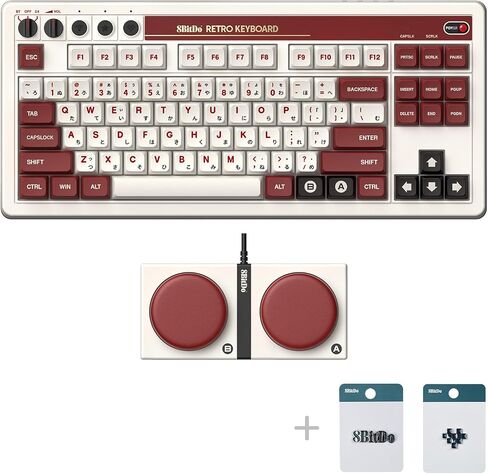 8Bitdo 87 Keys Retro Mechanical Keyboard Bluetooth/2.4G/USB-C، قابلة للتبديل السريع، أزرار مزدوجة قابلة للبرمجة للغاية، مقبض مستوى الصوت لنظام التشغيل Windows وAndroid - إصدار N in Saudi Arabia