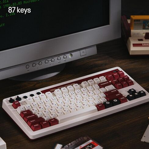8Bitdo 87 Keys Retro Mechanical Keyboard Bluetooth/2.4G/USB-C، قابلة للتبديل السريع، أزرار مزدوجة قابلة للبرمجة للغاية، مقبض مستوى الصوت لنظام التشغيل Windows وAndroid - إصدار N in Saudi Arabia