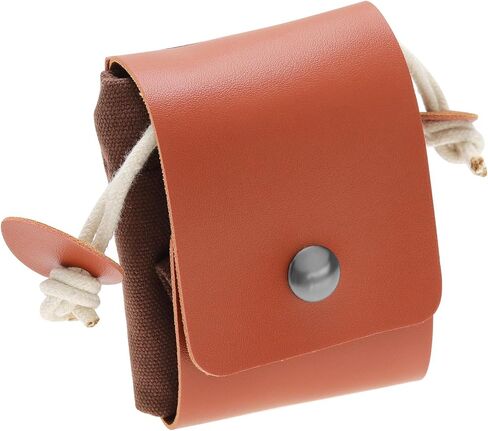 Leather Canvas Paneled Storage Bag Stowable Outdoor Leather Canvas Bag Jungle Foraging Bag Camping Storage Waist Pack Fruit Picking Drawstring Pouch in Saudi Arabia