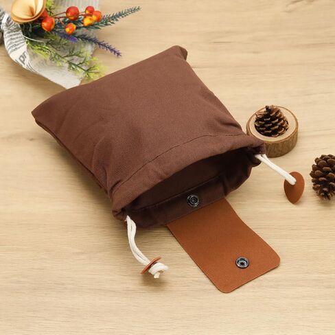 Leather Canvas Paneled Storage Bag Stowable Outdoor Leather Canvas Bag Jungle Foraging Bag Camping Storage Waist Pack Fruit Picking Drawstring Pouch in Saudi Arabia