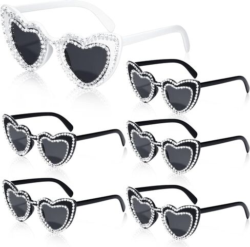 6 Pairs Bride Heart Rhinestone Sunglasses for Women Bachelorette Bridesmaid Glasses Wedding Favor Gifts in Kuwait