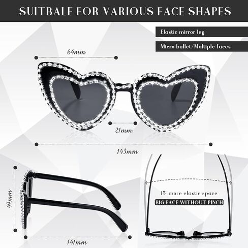 6 Pairs Bride Heart Rhinestone Sunglasses for Women Bachelorette Bridesmaid Glasses Wedding Favor Gifts in Kuwait