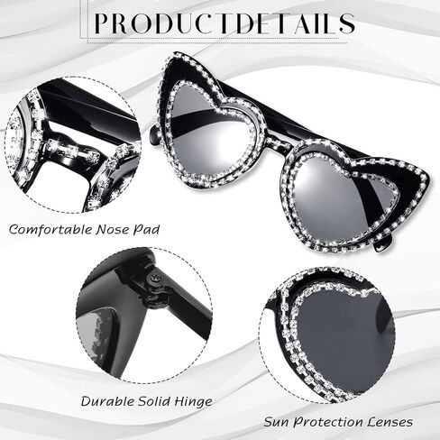 6 Pairs Bride Heart Rhinestone Sunglasses for Women Bachelorette Bridesmaid Glasses Wedding Favor Gifts in Kuwait