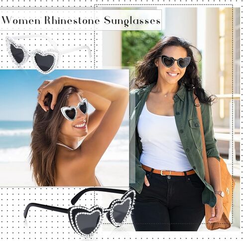6 Pairs Bride Heart Rhinestone Sunglasses for Women Bachelorette Bridesmaid Glasses Wedding Favor Gifts in Kuwait