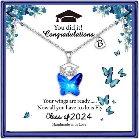 Inspirational Graduation Gifts for Her 2024, Inspirational Necklace with 2024 Graduation Grad Cap Spread Your Wings And Fly Butterfly Necklace Class of 2024 Graduation Gifts in Saudi Arabia