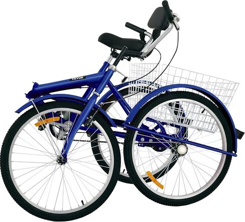 Happybuy Foldable Tricycle 24’’ Wheels, 1-Speed Trike, 3 Wheels Colorful Bike with Basket, Portable and Foldable Bicycle for Adults Exercise Shopping Picnic Outdoor Activities in Saudi Arabia