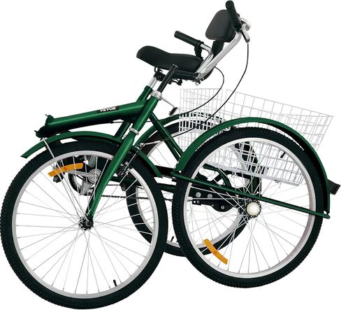 دراجة ثلاثية العجلات قابلة للطي من هابي باي بعجلات 24 بوصة، دراجة ثلاثية السرعة واحدة، دراجة ملونة بثلاث عجلات مع سلة، دراجة محمولة وقابلة للطي للبالغين وممارسة التسوق والنزهات والأنشطة الخارجية in Kuwait